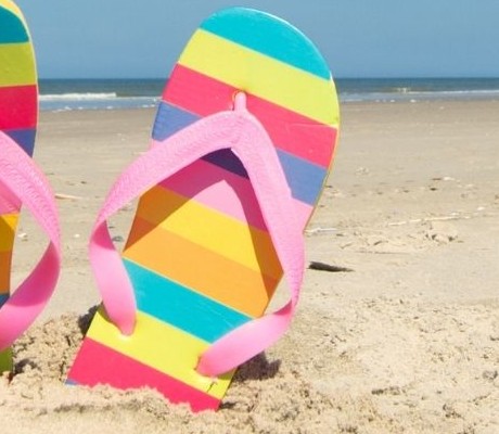 flip flops in the sand